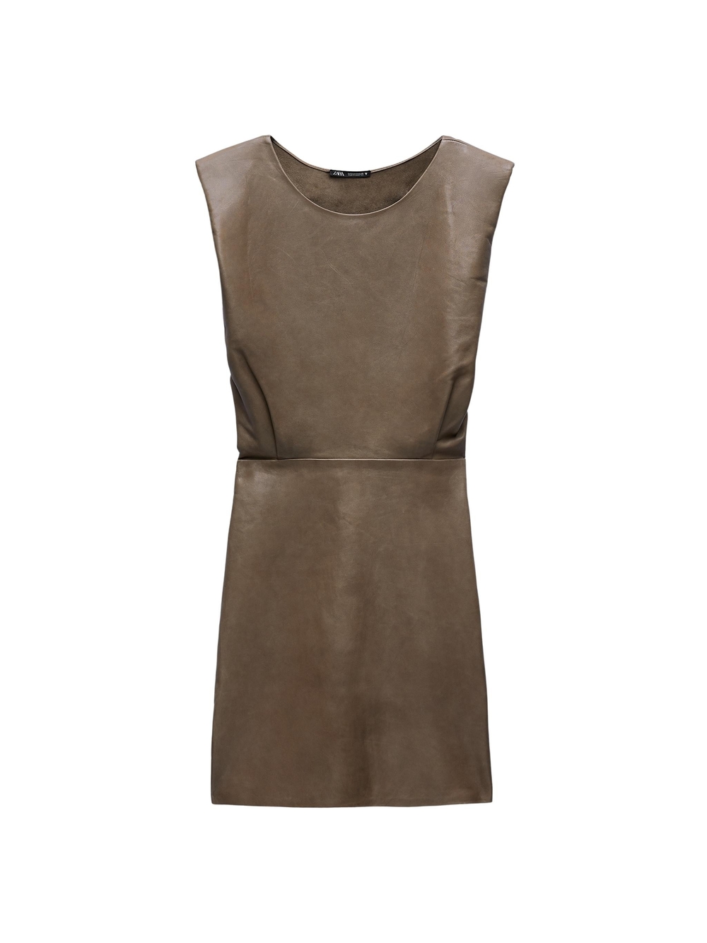 Zara taupe leather sleeveless shift dress